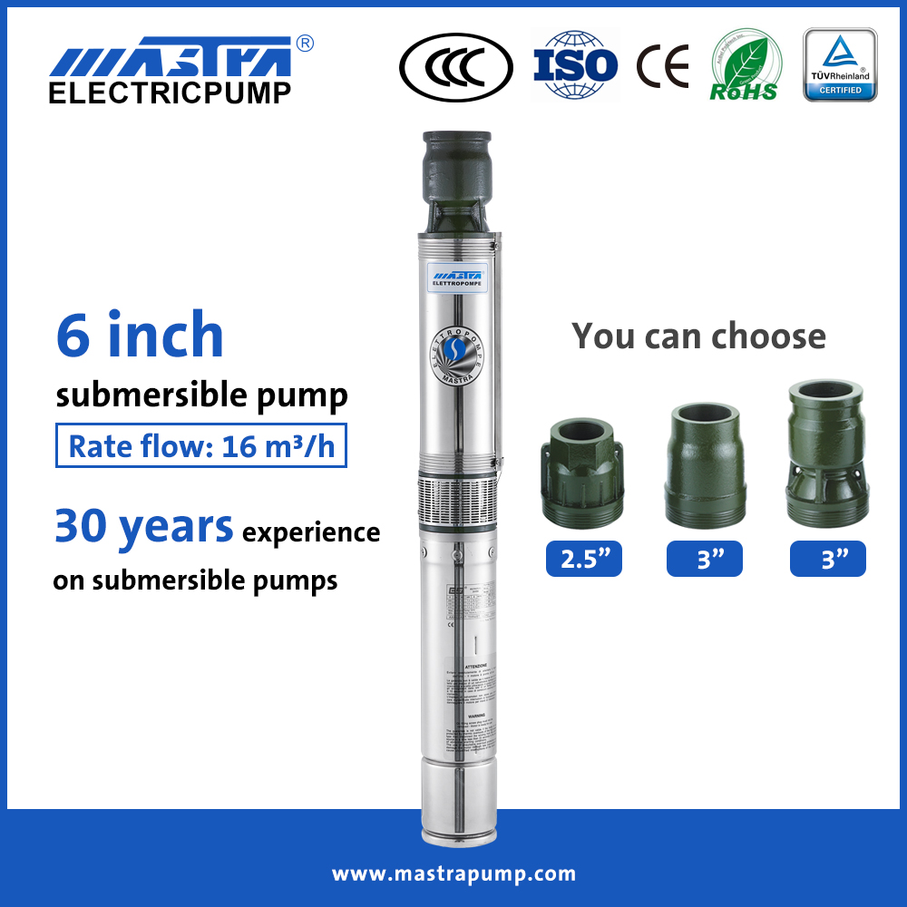 Bomba de agua sumergible de AC Mastra de 6 pulgadas R150-CS Bombas de riego de alta presión