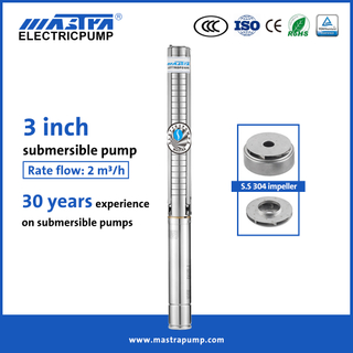 Fabricantes de bombas de pozo profundo de CA de acero inoxidable de 3 pulgadas Mastra marca de bomba sumergible 3SP